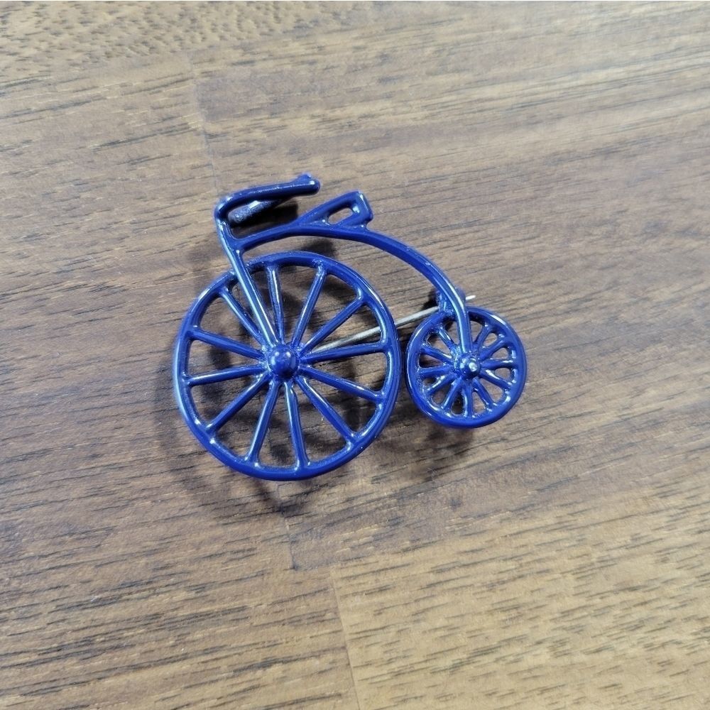 Vintage Blue Bicycle Brooch Pin